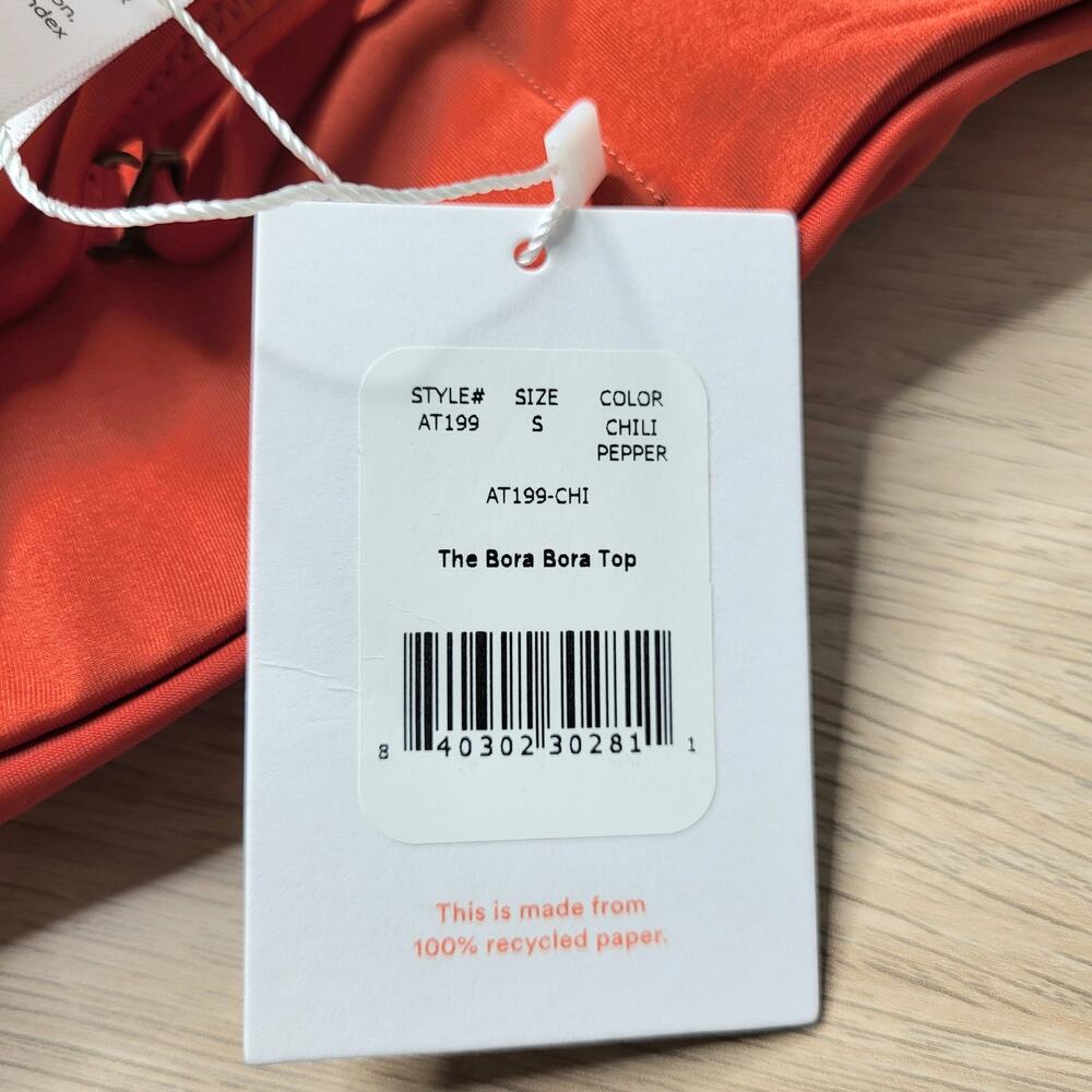 Andie The Bora Bora Bandeau Swim Top Bikini Bathing Suit Chili Pepper Red Small - Picture 5 of 9